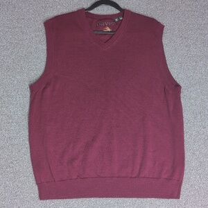 Orvis 100% Merino Wool V-Neck Sweater Vest Size XL In Maroon Red